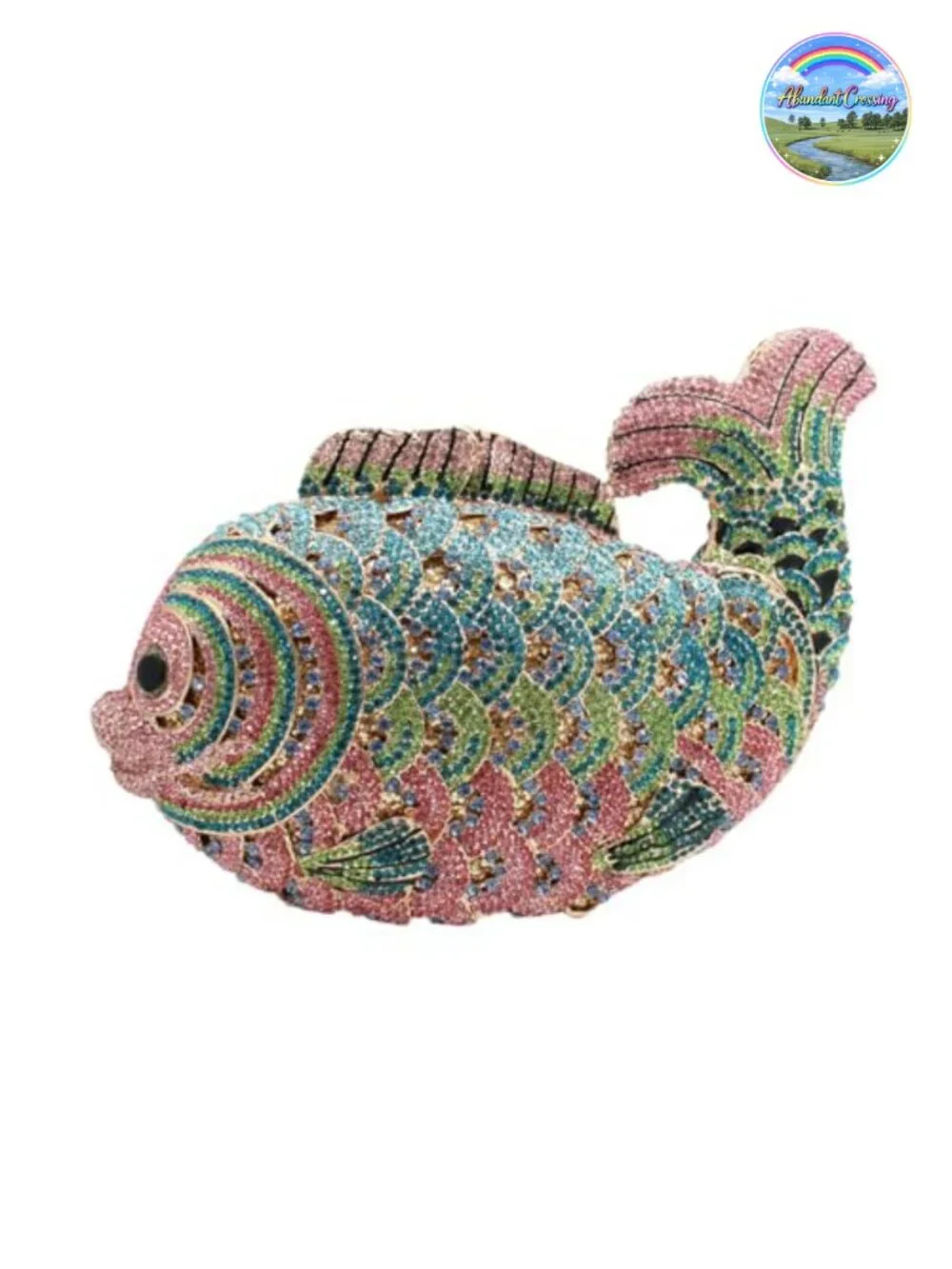 Luxury Rhinestone Fish Evening Clutch Bag Party Wedding Purse